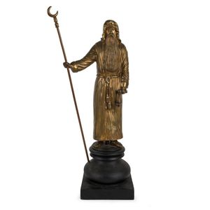 A Russian bronze statue on ebonised base, 19th century, 59 cm…