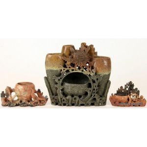 Three carved soapstone figural vases, mid 20th century the…