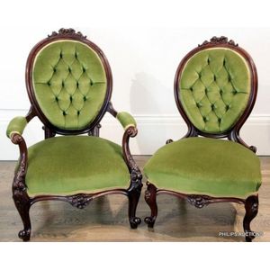 Edwardian grandfather and grandmother chairs hot sale