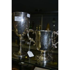 Two silver plated cups one from the Boscombe Lawn Tennis club…