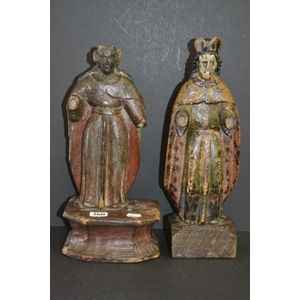 Pair of 19th century carved Religious saints, possibly Italian