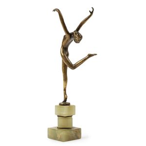 Lorenzl's Rare Bronze Dancer On Green Onyx Base - Figures Groups 