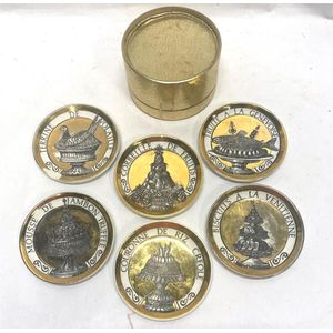 Six Piero Fornasetti, Italy 'Dinner at Eight' coasters, c.…