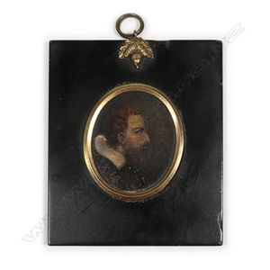 An 18th century miniature portrait of a man, oils on card, oval…