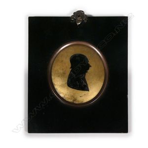 A 19th century miniature silhouette portrait of a man, black&hellip;