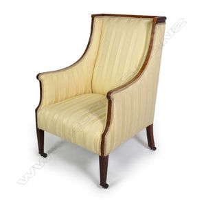 Leather Bergere Chair, Louis XV Parcel-Gilt and Polychromed Carved Frame «  The Hudson Merchantile