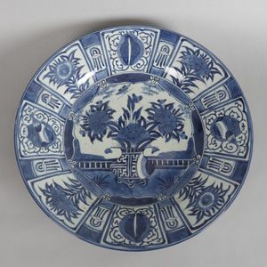 A large and impressive Japanese blue and white late 17th…
