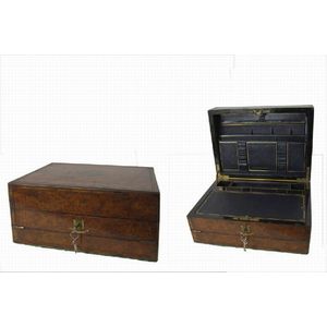 A Victorian pollard oak writing box. Rectangular form with…