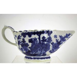 18th century Chinese blue and white sauce boat.