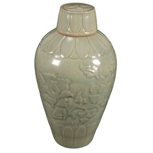 Chinese celadon vase and cover, of meiping form, decorated with&hellip;
