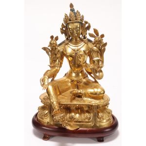 Sino-Tibetan gilt bronze Tara, depicted seated wearing&hellip;