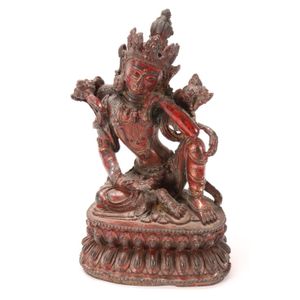 Sino-Tibetan lacquered bronze Tara, depicted seated with a&hellip;