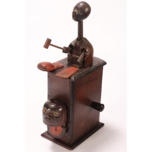 Automaton Japanese Meiji/Taisho Kobe Automaton Toy: Musician Figure with Stained Accents ...