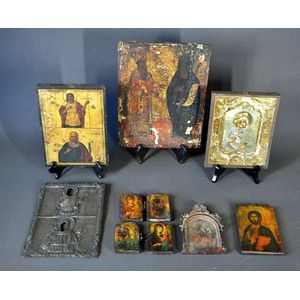 Nine Orthodox icons. Some early; including one with oklad;…