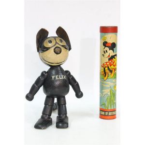 A vintage wooden Felix the cat figure & a Mini Mouse pencil…
