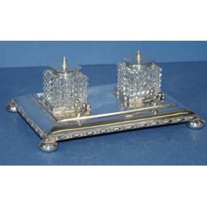 Vintage silver plated desk Standish, including 2 silver plate…