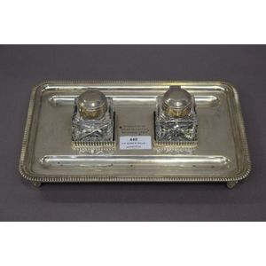 Mappin & Webb gadroon bordered inkstand, with anthemion feet in…