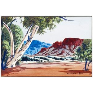 Keith Namatjira (1938-77): 'Ghost gum and ranges Central…