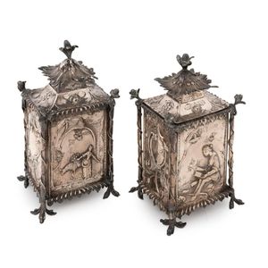 A stunning pair of George III sterling silver Chippendale…