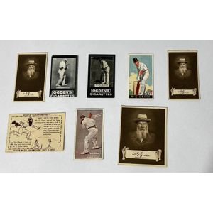 W.G.Grace. Cigarette & trade cards (8), includes 'Beginning of…