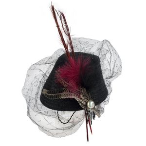 CHAPEAUX original - Deep Red Grosgrain on Silk Velvet Pillbox Hat