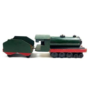 A handmade timber painted locomotive & open cart with Texaco…