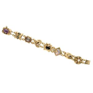 14ct gold and gem-set bracelet, composed of eight vari-shaped…