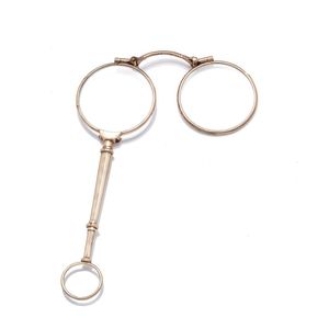 A pair of antique 9ct gold lorgnette, with reeded handle with…