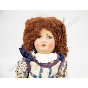 Unmarked all rag doll moulded and painted face with brown…
