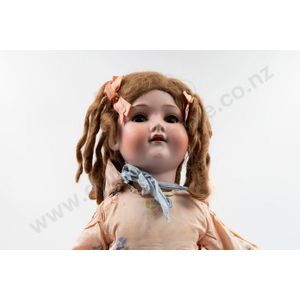 Armand Marseille bisque doll brown sleeping eyes, brown mohair…