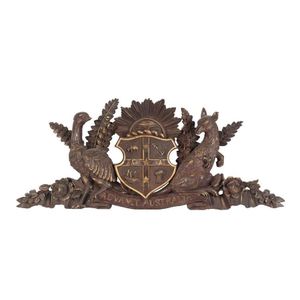 A carved and gilded Advance Australia Coat of Arms, 40 cm high,…