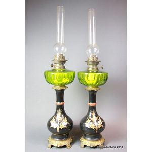 Victorian Porcelain & Ormolu Oil Lamps - Lamps - Kerosene, oil and ...