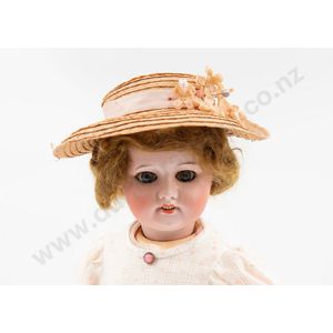 SFBJ bisque doll blue sleeping eyes brown mohair wig on jointed…