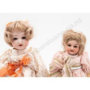 S Pb H and Armand Marseille bisque dolls brown and blue…