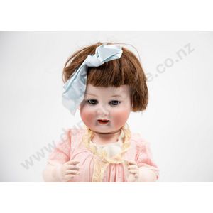 Pozellanfabrik Mengersereuth bisque character toddler doll blue…