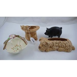 Collection SylvaC: squirrel ashtray, blue shoe, green dish &…