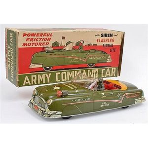 Marx army command car with siren and flashing signal light,…