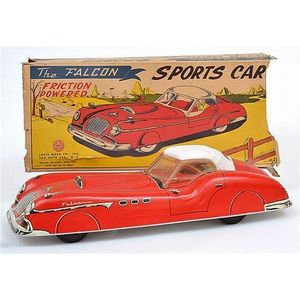 Large Louis Marx friction drive Falcon sports car, red with…