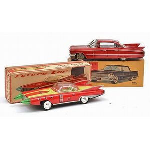 Meiko (Japan) future car friction powered tinplate, red and…