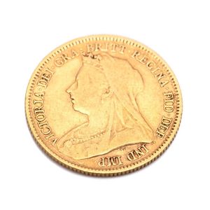 An 1893 half sovereign, worn mint mark possibly Sydney, wt. 3.…