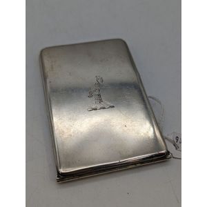 Silver Metal Cigarette Case W/ Engraved Design