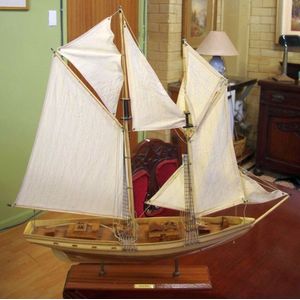 Model yacht, 'Blue Nose',built from timber, on stand, 79 cm high