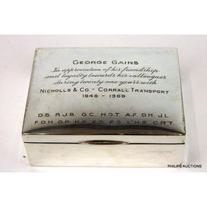 A George V sterling silver cigarette box, 1911 Birmingham, with…
