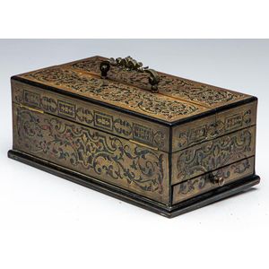 A French portable foldout boulle inkwell with drawer below&hellip;