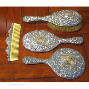 Antique Tiffany & Co. Makers 925 Sterling Silver Mirror & Brush Set  W/Monogram