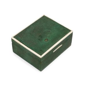An emerald shagreen and ivory case, French, circa 1930, the…