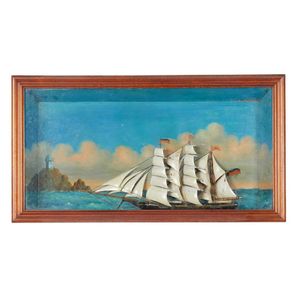 A cased diorama of a Victorian clipper ship, with full sails…