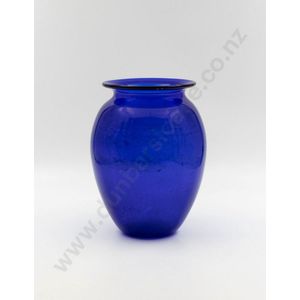 Large Peter Raos blue glass vase, ovoid shape, the base signed…