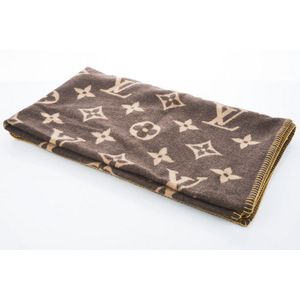 Louis Vuitton Brown Wool and Cashmere Neo Monogram Throw Blanket