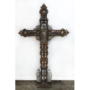 A French architectural crucifix, cast iron, 19th century, 176…